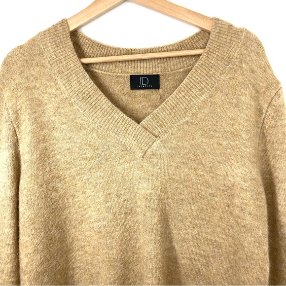 ID Identity Womens V Neck Sweater Large Tan Minimalist - Picture 4 of 11